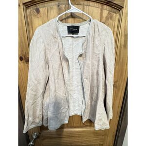 Lafayette 148 New York‎ Linen Open Front Jacket Blazer Office Siren Corpcore Med